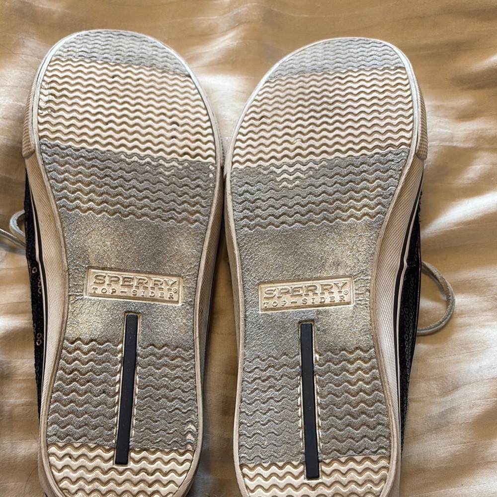 Sperry Black Sequin Boat Shoes - Picture 3 of 3